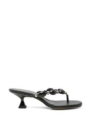 Pedro Miralles bead-embellished thong-strap heeled sandals - Black