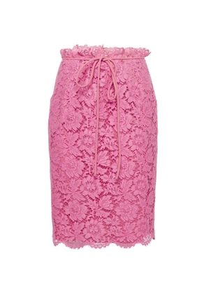 Valentino Garavani Pre-Owned floral-lace cotton midi pencil skirt - Pink