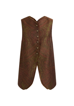 ETRO wool-blend jacquard waistcoat with Paisley motif - Brown