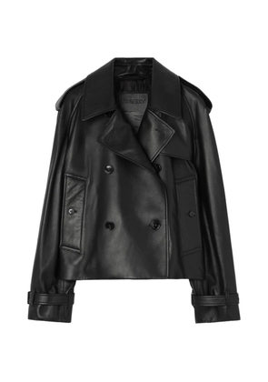 Burberry cropped leather Mayfair trench jacket - Black