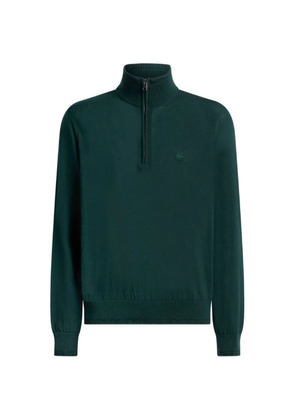 ETRO wool and silk sweater with zip and Pegaso-embroidery - Green