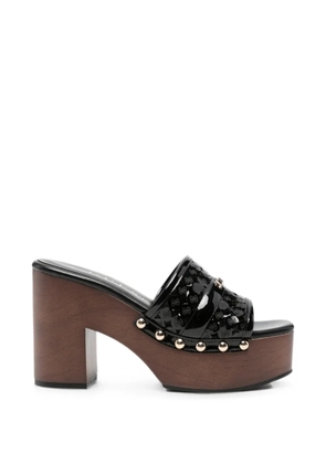 GUESS USA logo-plaque studded platform sandals - Black