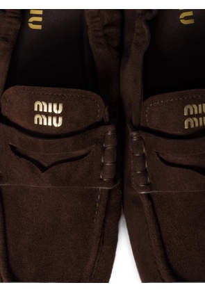 Miu Miu Ruches suede loafers - Brown