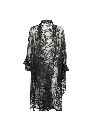 MOYURU leaf-embroidered sheer cape - Black