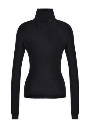 Giorgio Armani embroidered roll-neck sweater - Black