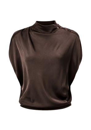 TWP Wish You Would button-shoulder gathered top - Brown