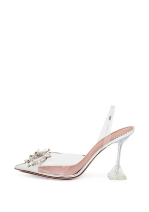 Amina Muaddi Begum sculptural heel slingback pumps - White