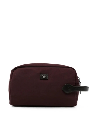 Emporio Armani logo-plaque wash bag - Brown