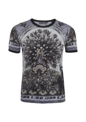 Dolce & Gabbana Pre-Owned peacock-print T-shirt - Grey
