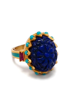 AKANSHA SETHI lapis flower ring - Gold