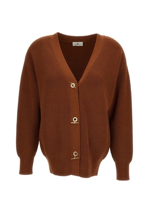Elisabetta Franchi toggle-fastening ribbed-knit cardigan - Brown