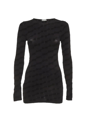 Balenciaga Pre-Owned BB flocked-jersey long-sleeved T-shirt - Black