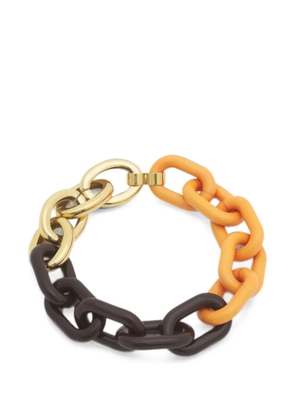 Marni orange and brown resin chain necklace - Gold