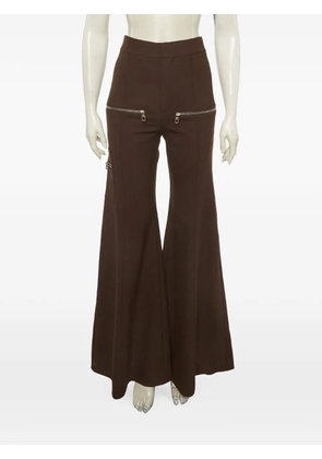 Chloé Pre-Owned zip-detail flared trousers - Brown