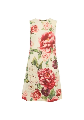 Dolce & Gabbana Pre-Owned rose-print wool midi dress - Neutrals