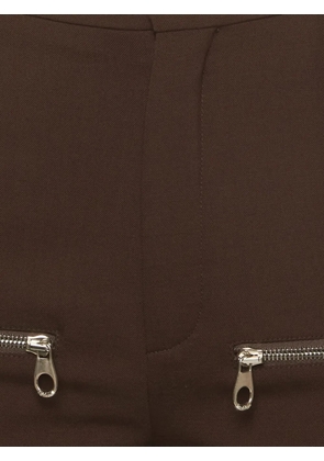 Chloé Pre-Owned zip-detail flared trousers - Brown