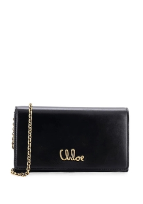Chloé Pre-Owned Iconic Flap Wallet on Chain Leather crossbody bag - Black
