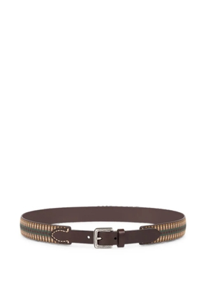 ETRO embroidered leather belt - Brown