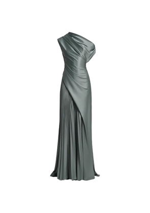 Gemy Maalouf asymmetrical plissé-detail dress - Green
