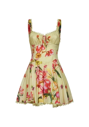 Charo Ruiz Ibiza floral-print lace-trim mini dress - Neutrals