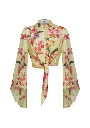 Charo Ruiz Ibiza floral-print lace-trim shirt - Neutrals