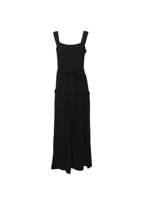 Louis Vuitton Pre-Owned belted tiered maxi dress - Black
