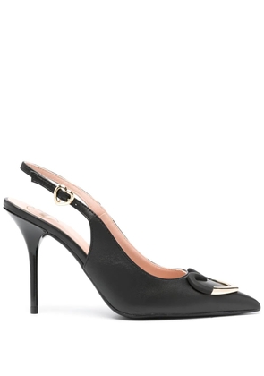Love Moschino 100mm heart-appliqué slingback pumps - Black