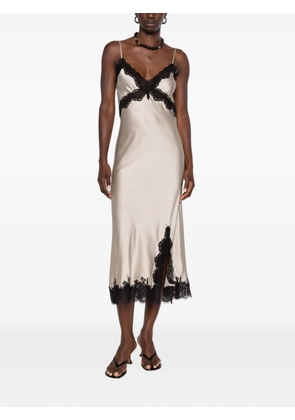 MANSPHIL lace-trim spaghetti-strap midi dress - Neutrals