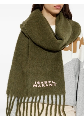 ISABEL MARANT Firny logo-embroidered scarf - Green