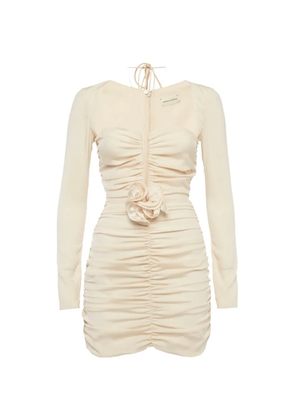 Magda Butrym floral-appliqué ruched mini dress - Neutrals