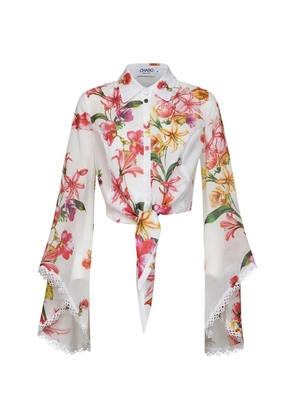 Charo Ruiz Ibiza floral-print lace-trim shirt - White