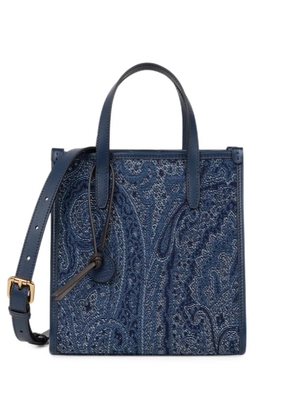 ETRO small Love Trotter bag in jacquard denim with Paisley motif - Blue