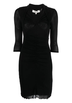 DVF Diane von Furstenberg ruched V-neck short dress - Black
