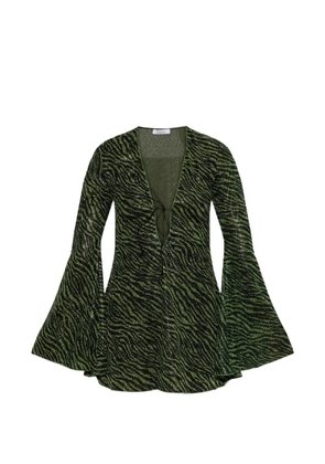 Oséree zebra-print lurex-thread mini dress - Green