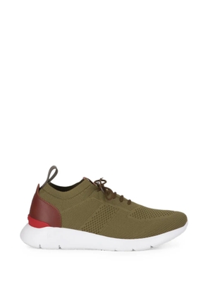 Isaia leather-panel low-top sneakers - Green