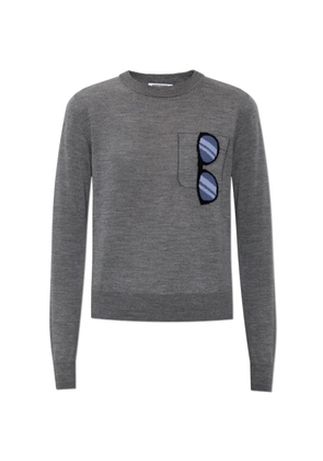 Moschino sunglasses-intarsia pocket-detail sweater - Grey