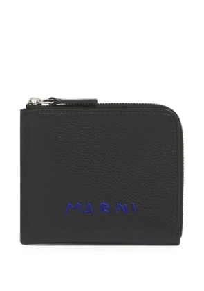 Marni logo-embroidered zip-around wallet - Black