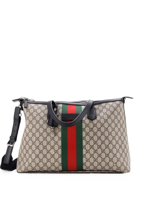 Gucci Pre-Owned Web Duffle Bag GG Coated Canvas Medium travel bag - Brown