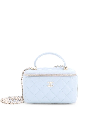 CHANEL Pre-Owned Classic Top Handle Vanity Case with Chain Quilted Lambskin Small crossbody bag - Blue