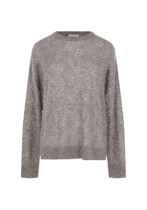 Brunello Cucinelli sequin-embellished open-knit sweater - Grey