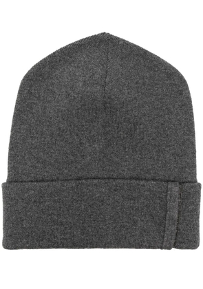 Brunello Cucinelli beaded ribbed cashmere beanie - Grey