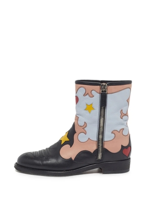 Gucci Pre-Owned patchwork-detailing western-inspired ankle boots - Black