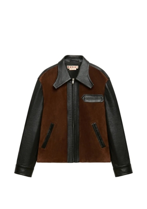 Marni black leather jacket with crust front