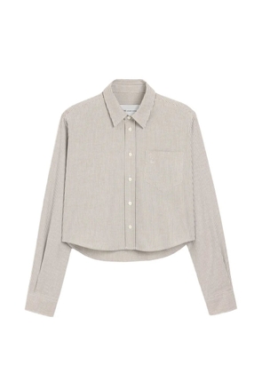 AMI Paris cropped striped cotton shirt with embossed Ami de Coeur - Neutrals