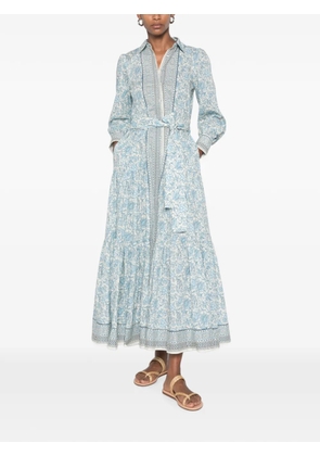 MC2 Saint Barth Jensen floral-print tiered maxi dress - Blue