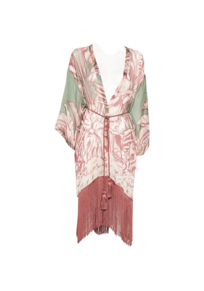MOUTAKI fringe-trimmed print-detail kimono - Neutrals