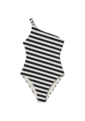Tory Burch one-shoulder striped swimsuit - Black