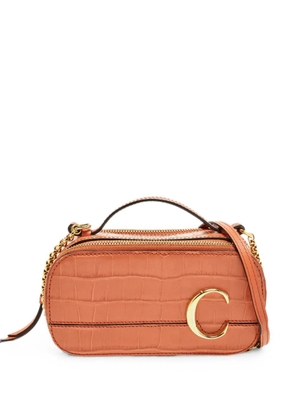 Chloé Pre-Owned mini C Vanity croc-embossed leather shoulder bag - Brown