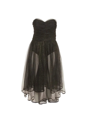 Elisabetta Franchi glitter-embellished ruched-design midi dress - Black