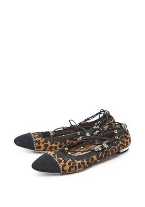 Aquazzura leopard-print tie-fastening ballet flats - Neutrals